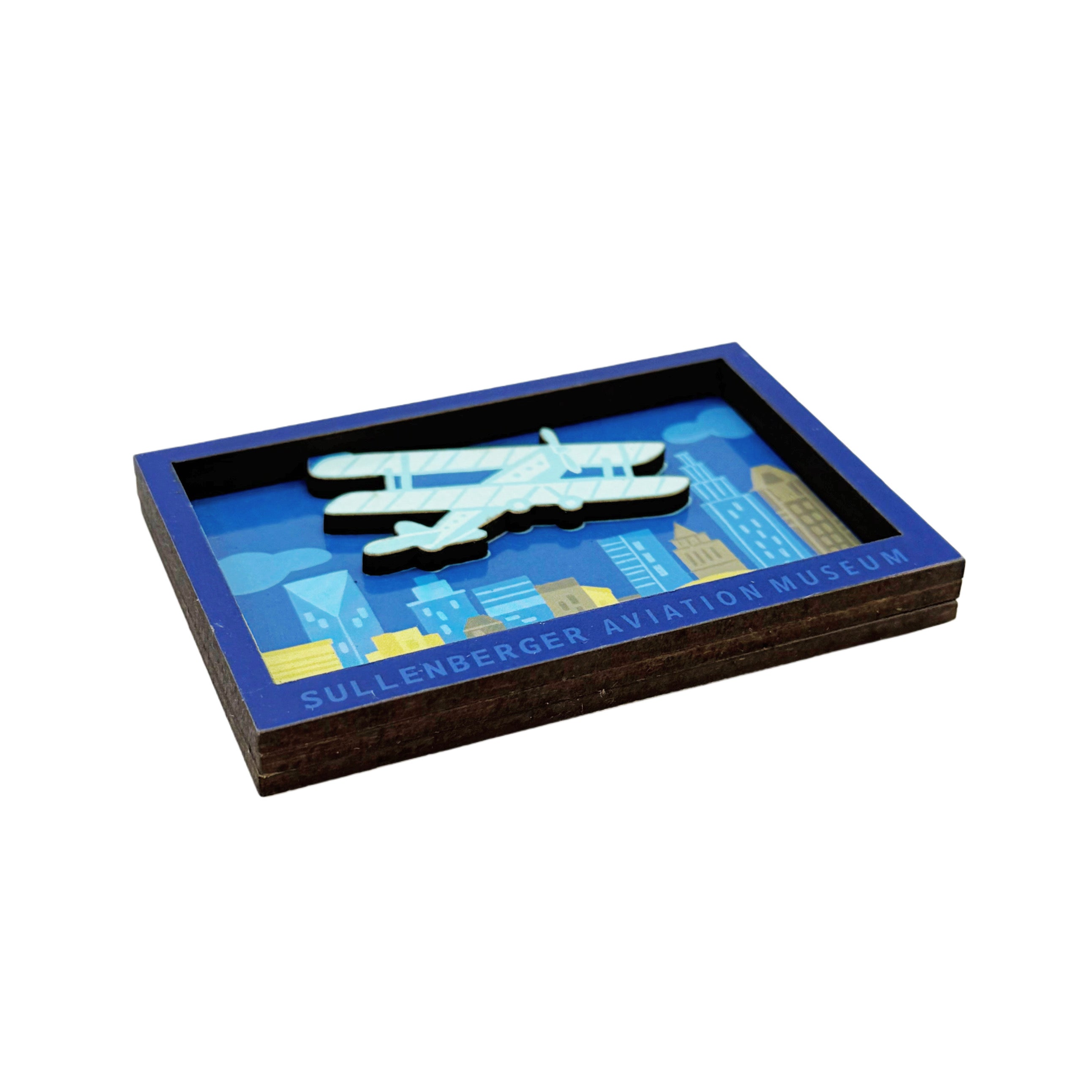 3D Skyline Wood Magnet
