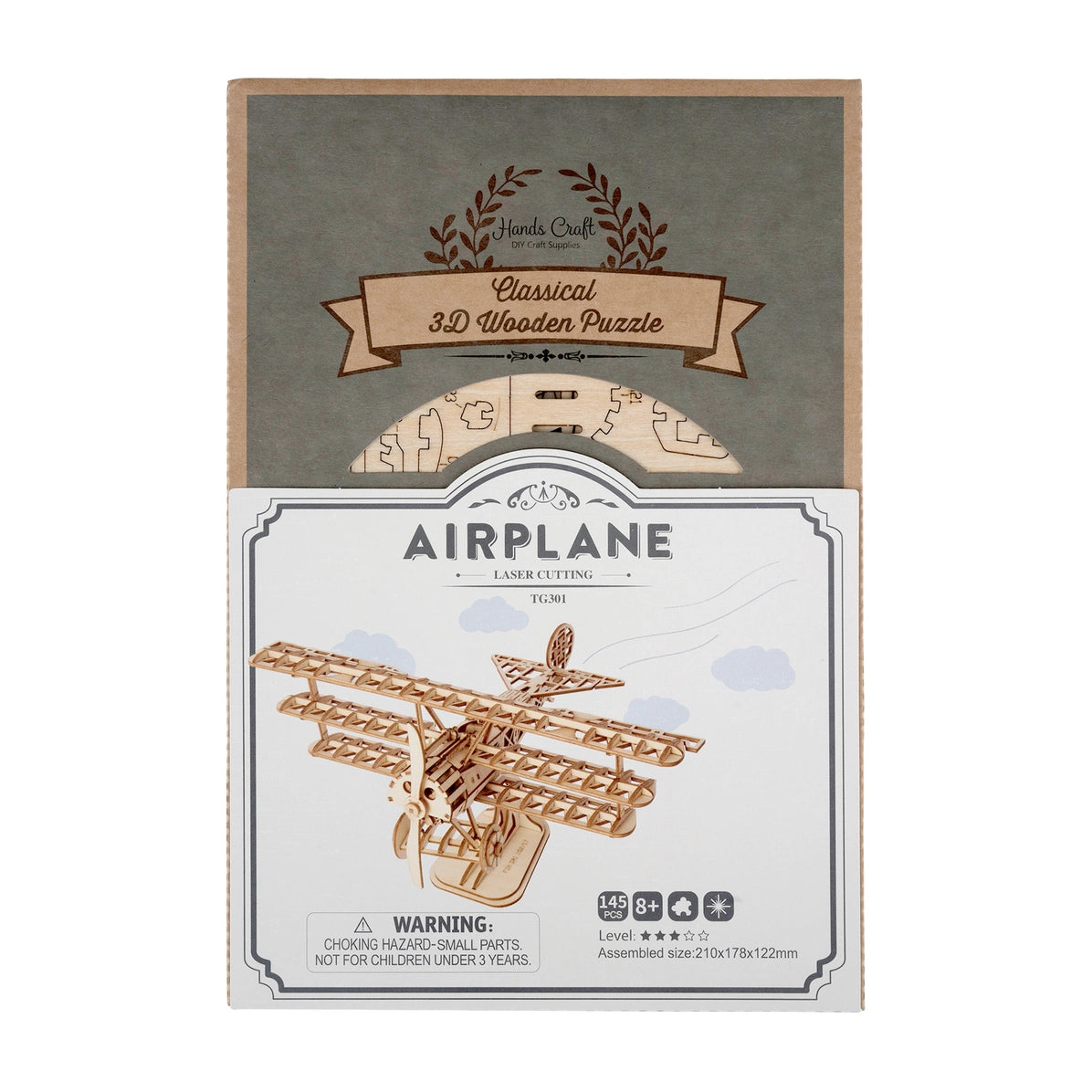 3D Laser Cut Wooden Puzzle: Airplane