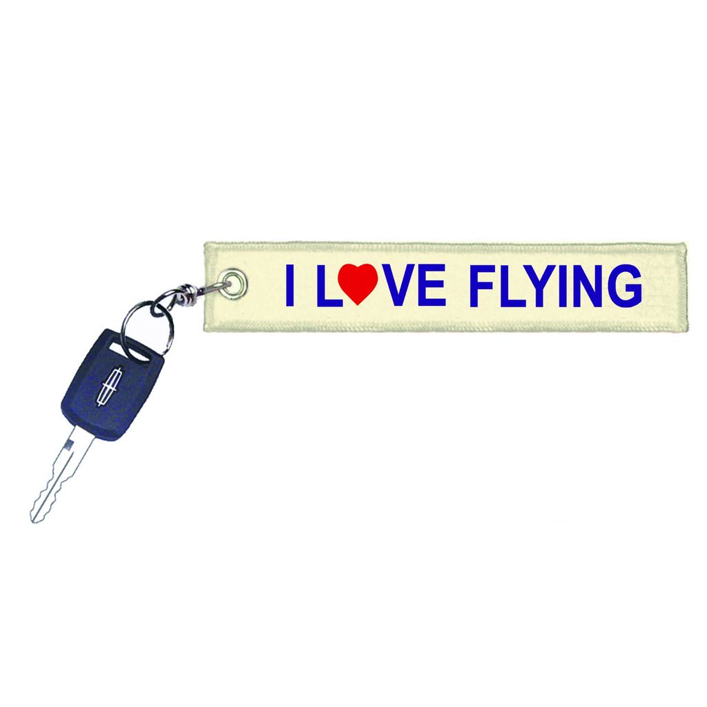 I Love Flying Embroidered Keychain