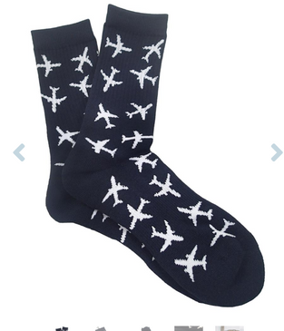 Navy/wt Airplane Sock