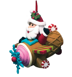 Santa Ice Cream Cone Airplane Ornament