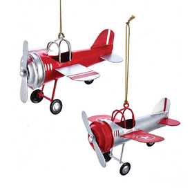 Tin Airplane Christmas Ornament