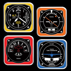 4pc Retro Instrument Coaster Set