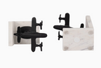 Metal Airplane Marble Bookends 6"