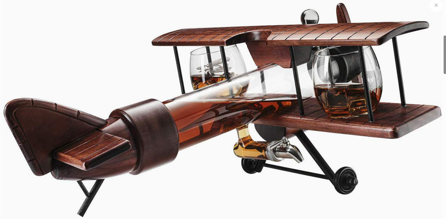Airplane Whiskey Decanter Set w/2 Airplane Glasses