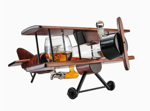 Airplane Whiskey Decanter Set w/2 Airplane Glasses