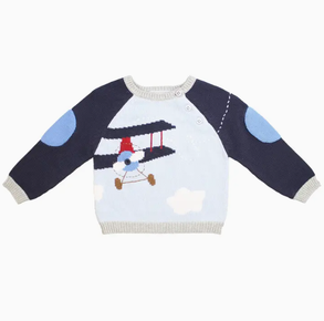 Navy/Blue Airplane Sweater Knit