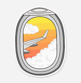 Airplane Window Sunset Sky Sticker