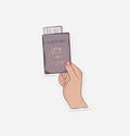 Girl Holding a Passport Sticker