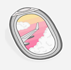 Airplane Window Pink Sky Sticker
