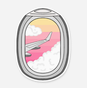 Airplane Window Pink Sky Sticker