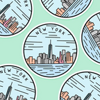 New York Illustrated US State Sticker