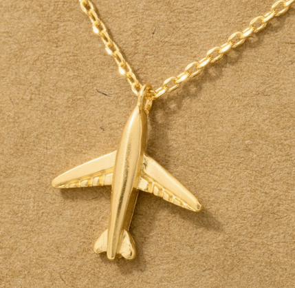 Gold Dipped Airplane Pendant Necklace