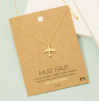 Gold Dipped Airplane Pendant Necklace