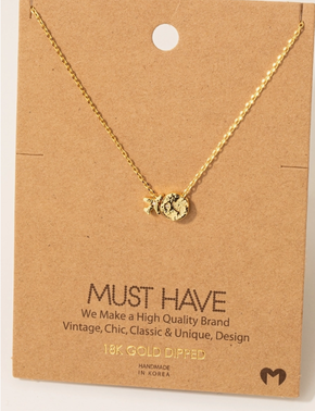 Gold Dipped Airplane Map Pendant Necklace