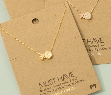 Gold Dipped Airplane Map Pendant Necklace