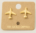Gold Dipped Airplane Stud Earrings