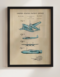 Blue Airplane Patent Poster
